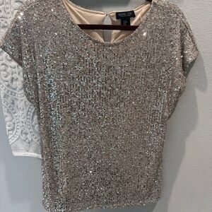 Rachel Zoe Glittering Silver Sequin Blouse